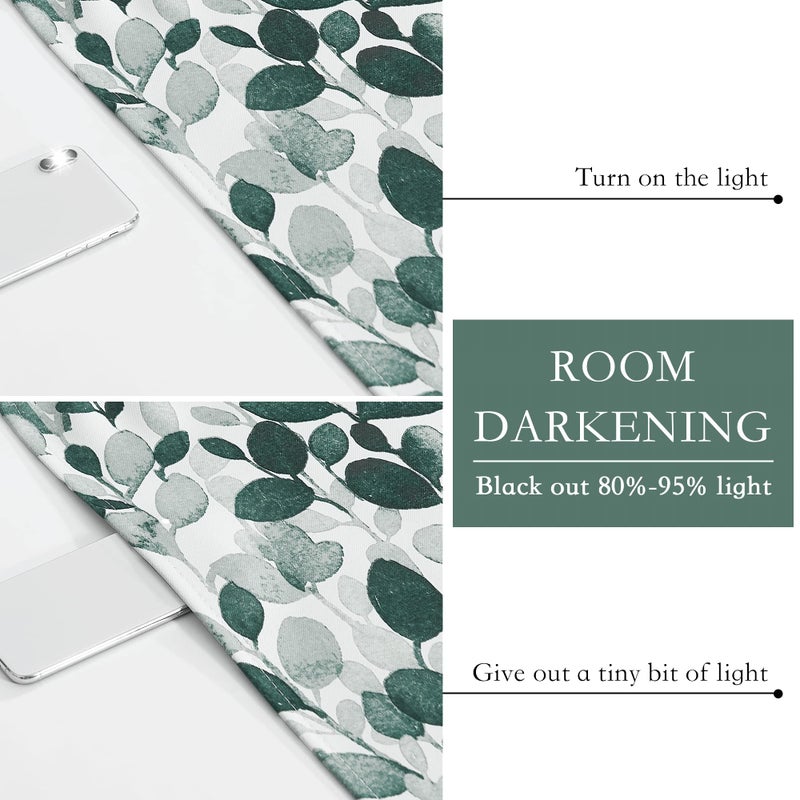 KGORGE Herb Foliage Pattern Curtains, Lighten up Indoor Space Room Darkening Window Curtain Set for Dining Area/Farmhouse, W 52" x L 84" per Panel, 2 Pcs, Green-Blue - Image 5